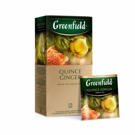 Ceaiuri - Greenfield Quince Ginger Ceai verde, 25 pliculete