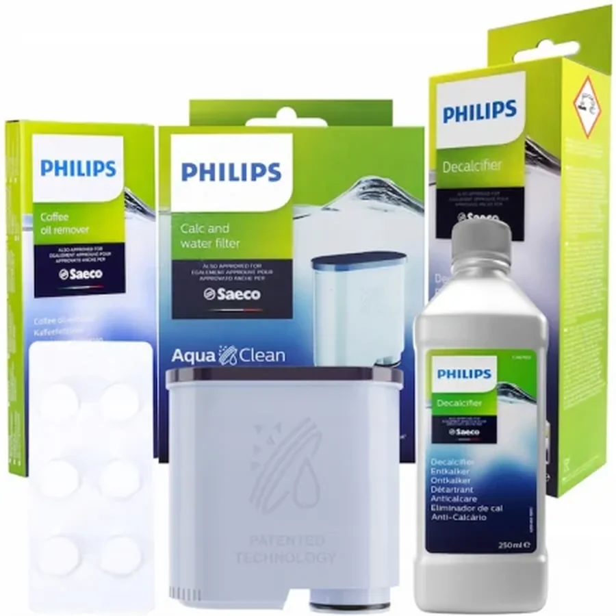 Intretinere - Kit de 3 bucati, filtru de apa, detartrant si tablete curatare pentru Philips