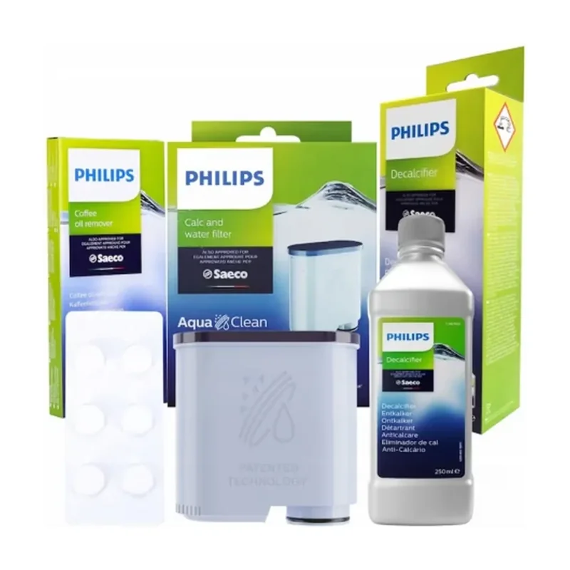Espressoare - Kit de 3 bucati, filtru de apa, detartrant si tablete curatare pentru Philips