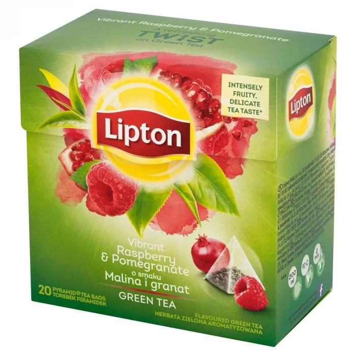 Ceaiuri - Lipton piramida ceai verde cu zmeura si rodie 20 plicuri