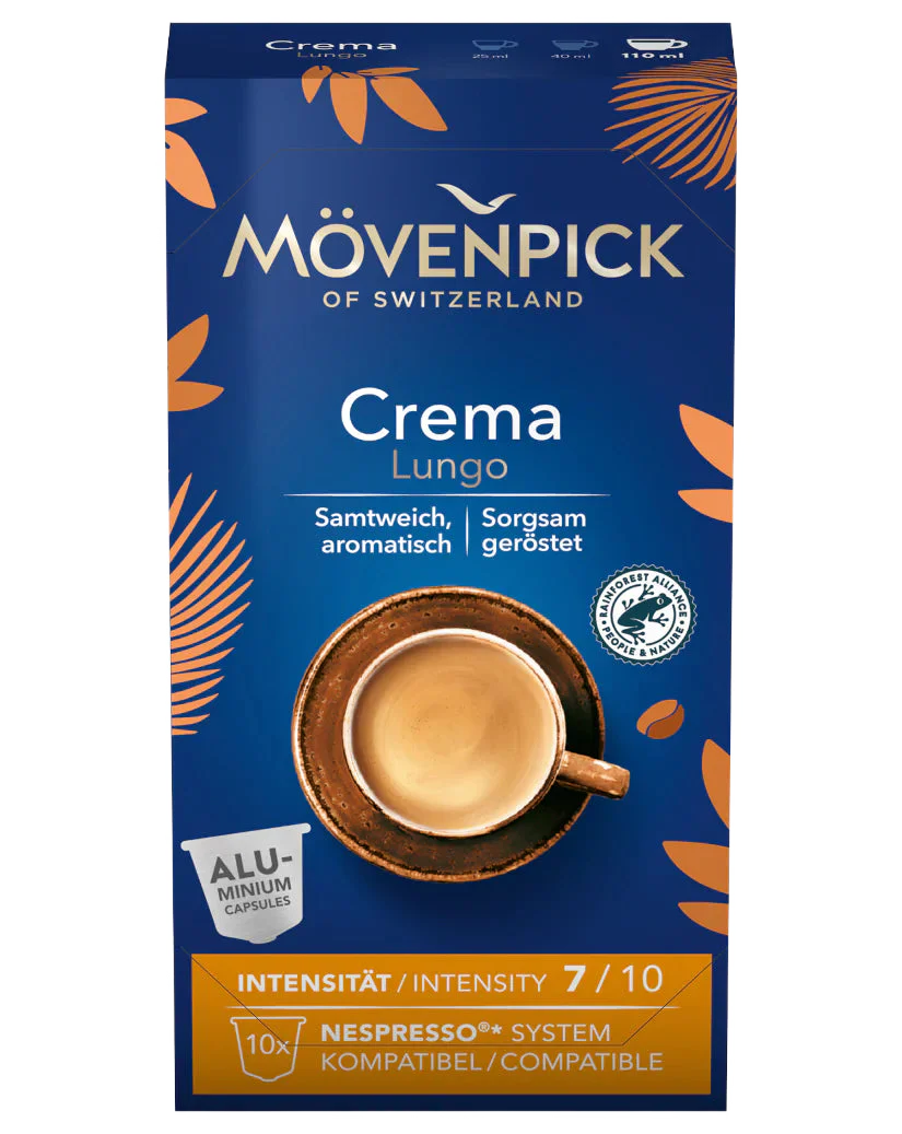 Capsule cafea - Movenpick Crema Lungo Capsule Aluminiu Nespresso, 10 buc