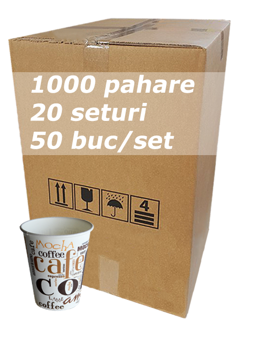 Pahare de carton - Bax pahare carton Coffee Coffee 8 oz, 240 ml, 1000 buc
