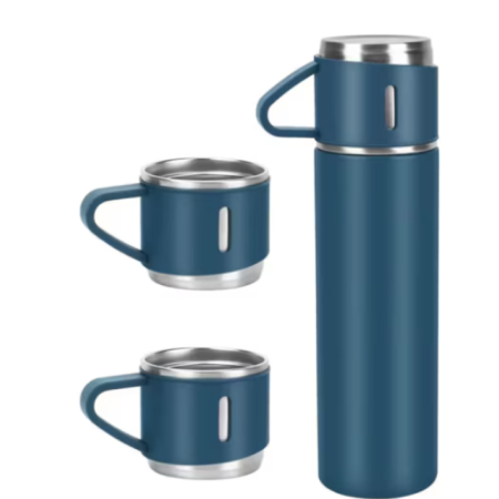 Altele - Set Termos și cani termoizolante din inox, albastru