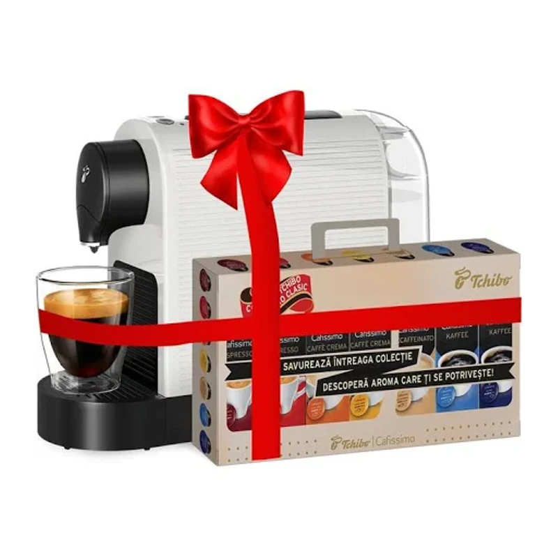 Espressoare capsule - Tchibo Cafissimo Pure Plus alb espressor + 60 capsule