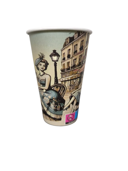 Vintage Pahare carton mari 12 oz - 300 ml, 50 buc