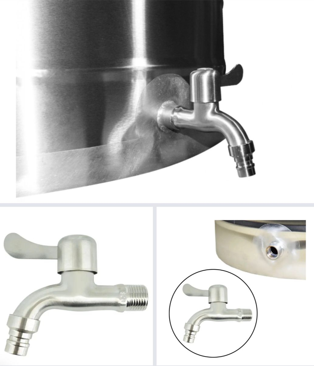 Butoi inox cu capac filet si robinet 350 Litri [4]