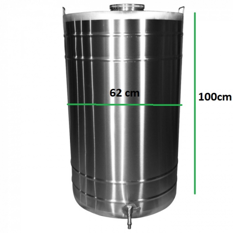 Butoi inox cu capac filet si robinet 350 Litri