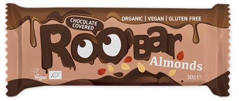 Baton cu migdale invelit in ciocolata bio 30g Roobar [1]