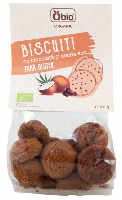 Biscuiti cu ciocolata si cocos fara gluten bio 100g Obio [1]