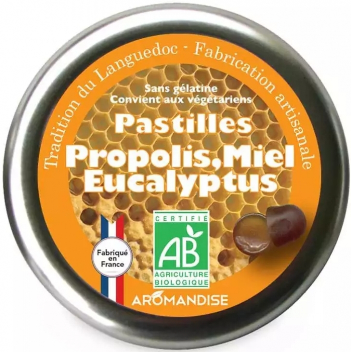 Bomboane artizanale cu propolis, miere si eucalipt bio, 45g, Aromandise [1]