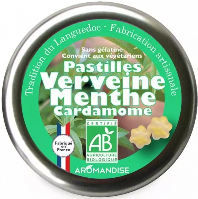 Bomboane artizanale cu verbina, menta si cardamom bio, 45g, Aromandise [1]