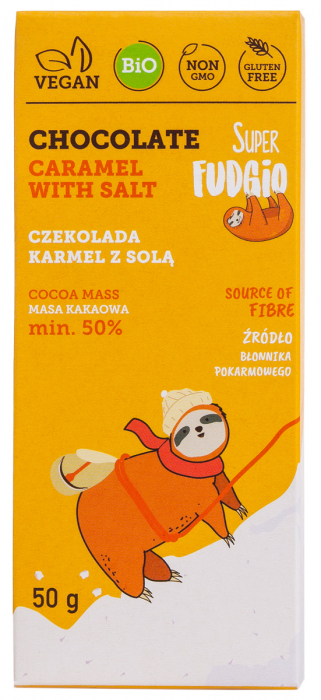 Ciocolata cu caramel sarat, bio, 50g, Super Fudgio [1]
