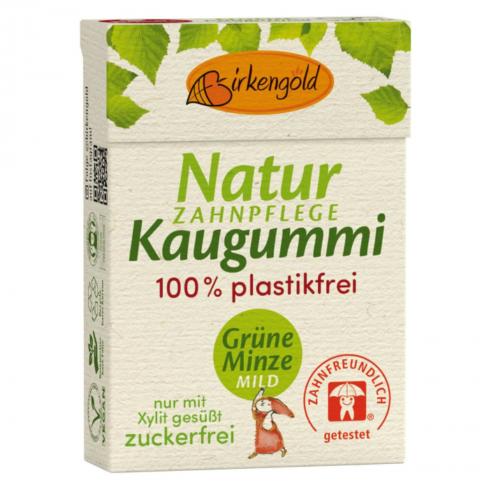 Guma de mestecat naturala cu aroma usoara de menta, 28g, Birkengold [1]