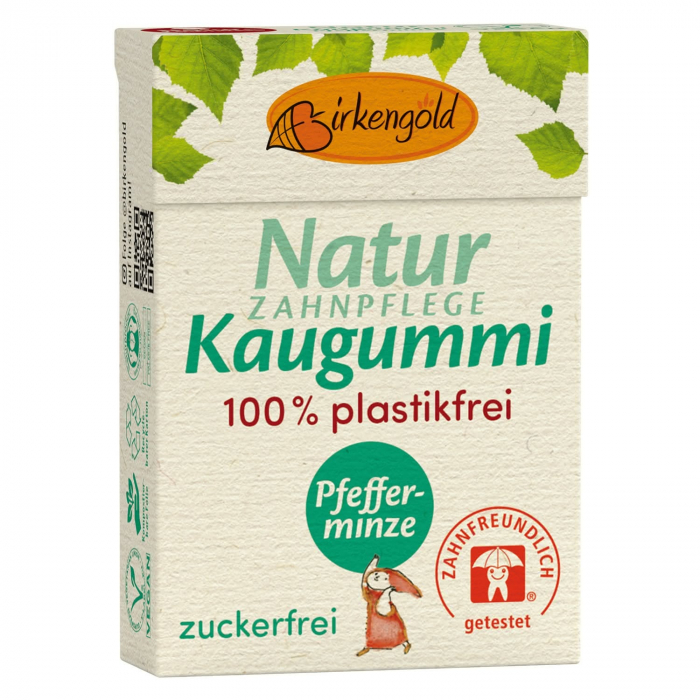 Guma de mestecat naturala cu menta, 28g, Birkengold [1]
