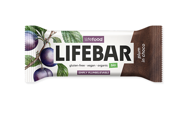 Lifebar baton cu prune in ciocolata, raw, bio, 40g [1]