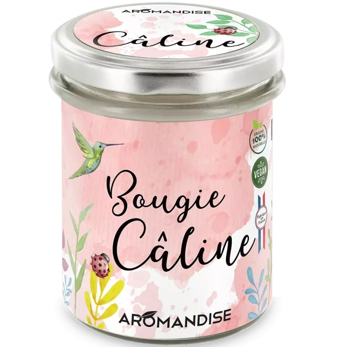 Lumanare parfumata naturala Caline (imbratisare), vegana, 150g Aromandise [1]