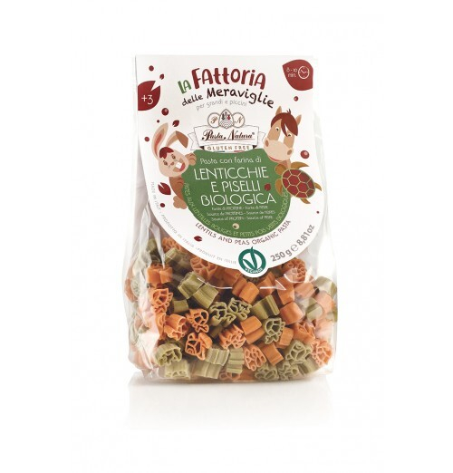 Paste cu faina de linte rosie si mazare verde fara gluten pentru copii, eco 250g Pasta Natura [1]