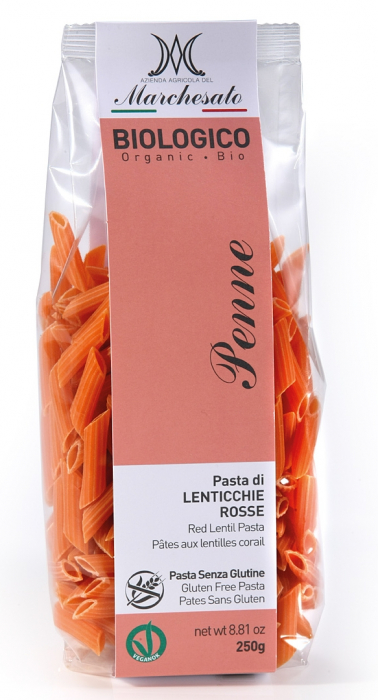 Penne din linte rosie bio fara gluten 250g Marchesato [1]