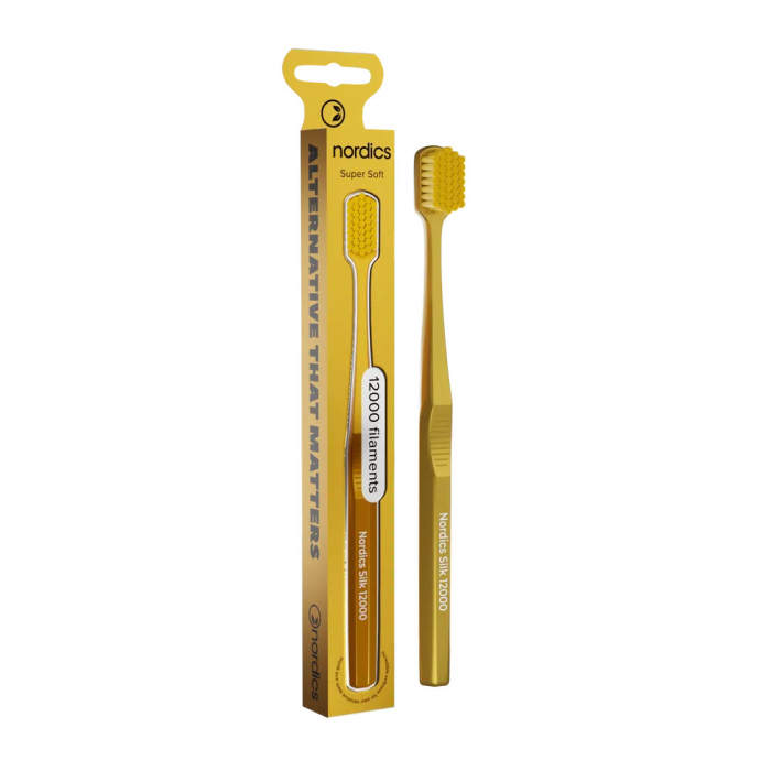 Periuta de dinti adulti PREMIUM, 12000 filamente, super moale, auriu, Nordics [1]