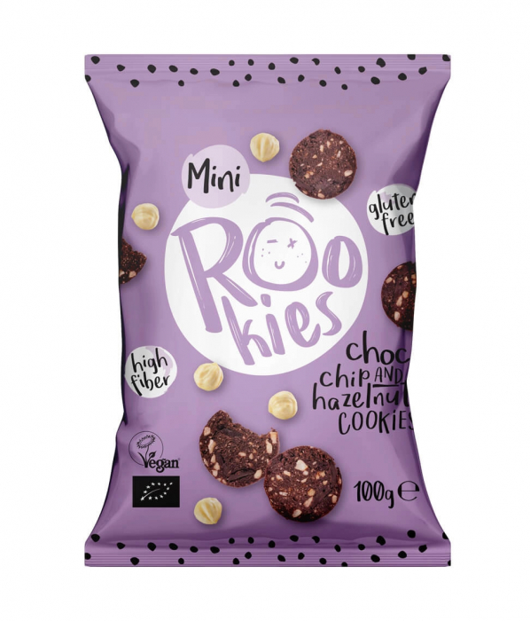 ROOKIES - mini cookies cu ciocolata si alune bio 100g [1]