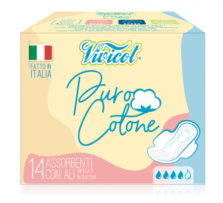 INGRIJIRE PERSONALA - Absorbante ultra subtiri de zi din bumbac bio, hipoalergenic - 4 picaturi (14 buc) - VIVICOT Puro C