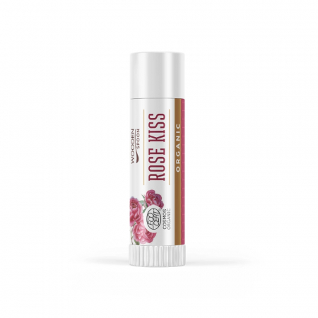 INGRIJIRE PERSONALA - Balsam de buze, Rose Kiss, bio, 4.3ml, Wooden Spoon
