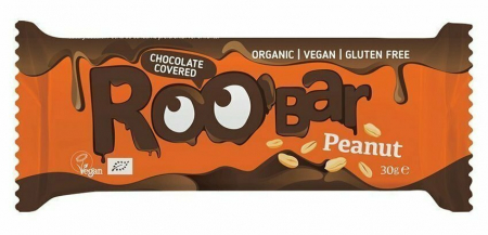 SUPERALIMENTE - Baton cu arahide invelit in ciocolata bio 30g Roobar