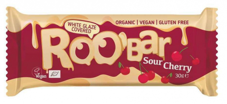 SUPERALIMENTE - Baton cu visine invelit in glazura alba bio 30g Roobar