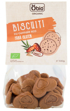 DULCIURI GUSTARI CREME - Biscuiti cu curmale fara gluten bio 100g Obio