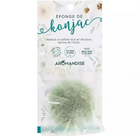 IGIENA PERSONALA - Burete natural Konjac cu argila verde si ceai verde, Aromandise