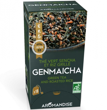 ALIMENTE - Ceai verde cu orez Genmaicha bio 18 pliculete x 2g, Aromandise