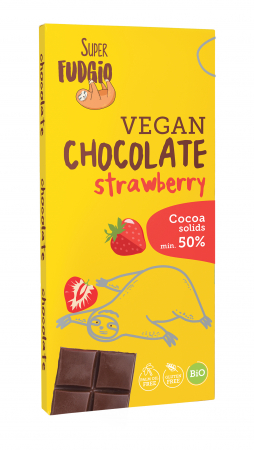 DULCIURI GUSTARI CREME - Ciocolata cu capsuni bio 80g Super Fudgio