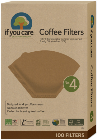 PRODUSE PENTRU CASA - Filtre de cafea marimea 4, nealbite, fara clor, compostabile, 100buc, If You Care