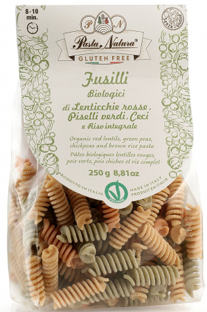 PRODUSE PENTRU GATIT - Fusilli tricolore bio fara gluten, 250g Pasta Natura