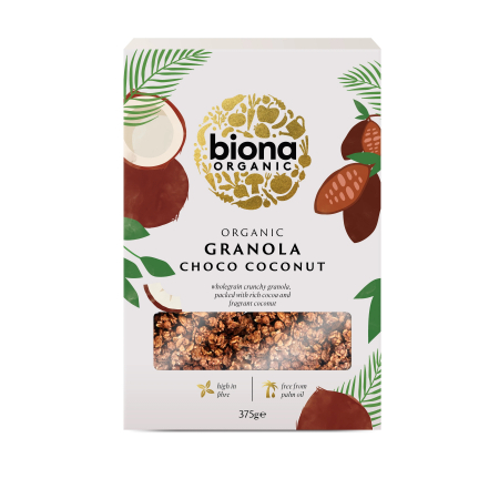 MIC DEJUN BOGAT IN NUTRIENTI - Granola cu ciocolata si cocos bio 375g Biona