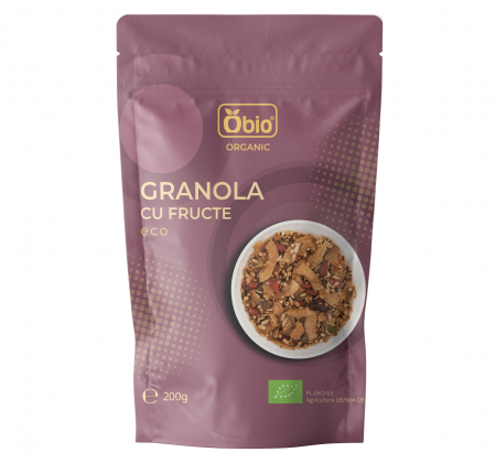 MIC DEJUN BOGAT IN NUTRIENTI - Granola cu fructe bio 200g Obio