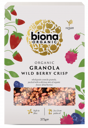 SUPERALIMENTE - Granola cu fructe de padure, crunchy, bio 375g Biona