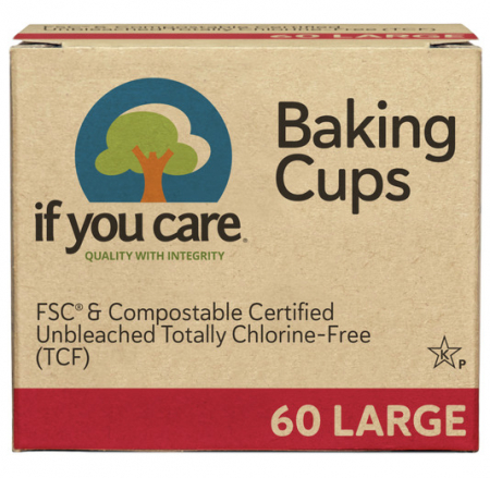 PRODUSE PENTRU CASA - Hartie de copt briose nealbita, fara clor, compostabila, 60 buc., LARGE, If You Care