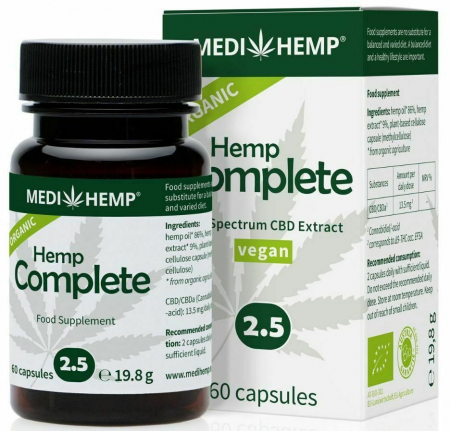 SUPLIMENTE - Hemp Complete Capsule cu CBD 2,5% bio, 60 capsule Medihemp