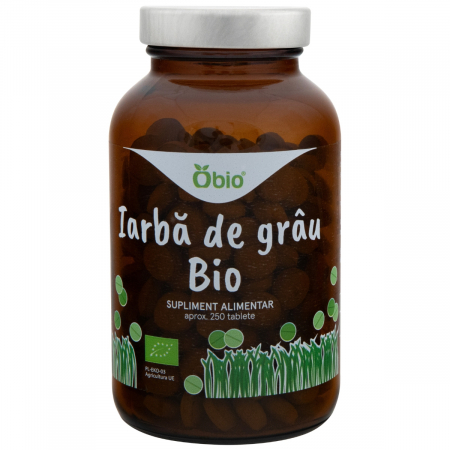 SUPLIMENTE - Iarba de grau, bio, 250 tablete (125g), Obio