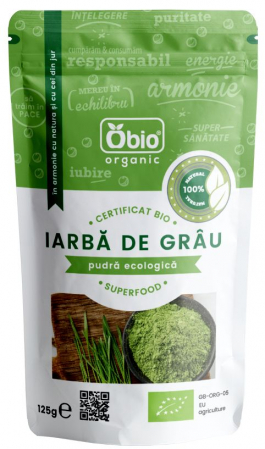 SUPERALIMENTE - Iarba de grau pulbere eco 125g Obio