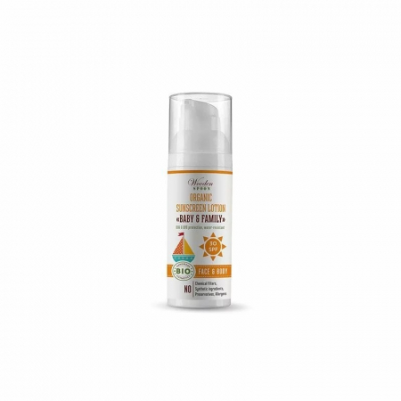 INGRIJIRE PERSONALA - Lotiune protectie solara, SPF 30, bio, 50ml, Wooden Spoon