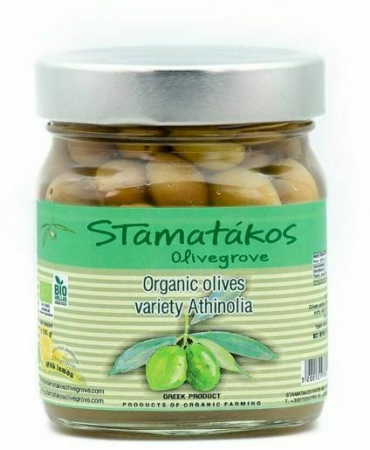 PRODUSE PENTRU GATIT - Masline verzi Athinolia cu cimbru si lamaie, bio, 290g, Stamatakos Olivegrove