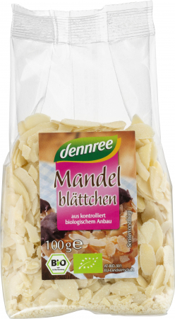 BATOANE, NUCI SI FRUCTE USCATE - Migdale decojite si feliate bio 100g Dennree