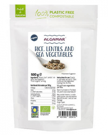 ALIMENTE - Orez si linte cu alge marine eco 500g Algamar