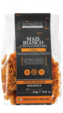 PRODUSE PENTRU GATIT - Paste din faina de porumb alb cu turmeric si piper bio fara gluten, 250g Nutracentis