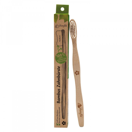 Birkengold - Periuta de dinti adulti din bambus cu peri din ricin, Birkengold
