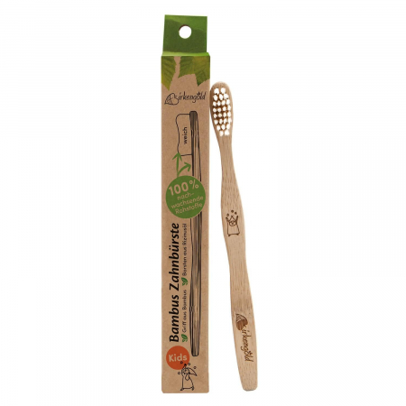 Birkengold - Periuta de dinti copii din bambus cu peri din ricin, Birkengold