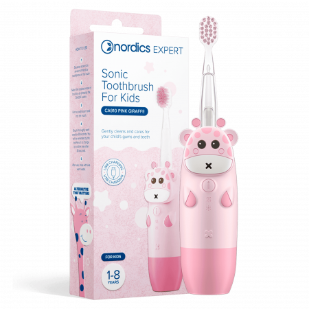 PRODUSE PENTRU COPII - Periuta de dinti electrica pentru copii 1-8 ani - roz, Nordics