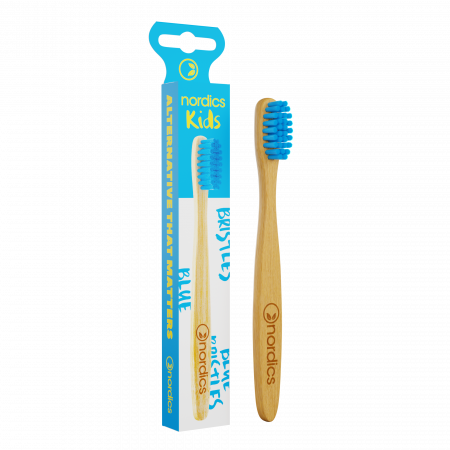 PRODUSE PENTRU COPII - Periuta de dinti pt. copii din bambus, ALBASTRA, Nordics